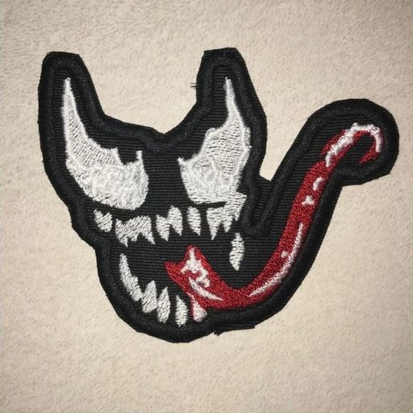 Venom embroidered emblem/patch with his tongue looking shiny/slimy …